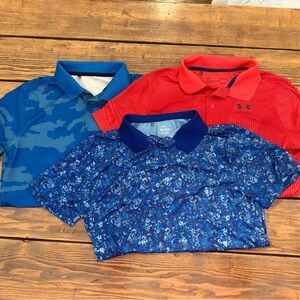 Under Armour Boys Polo Shirts Lot of 3 Youth Large Like New!